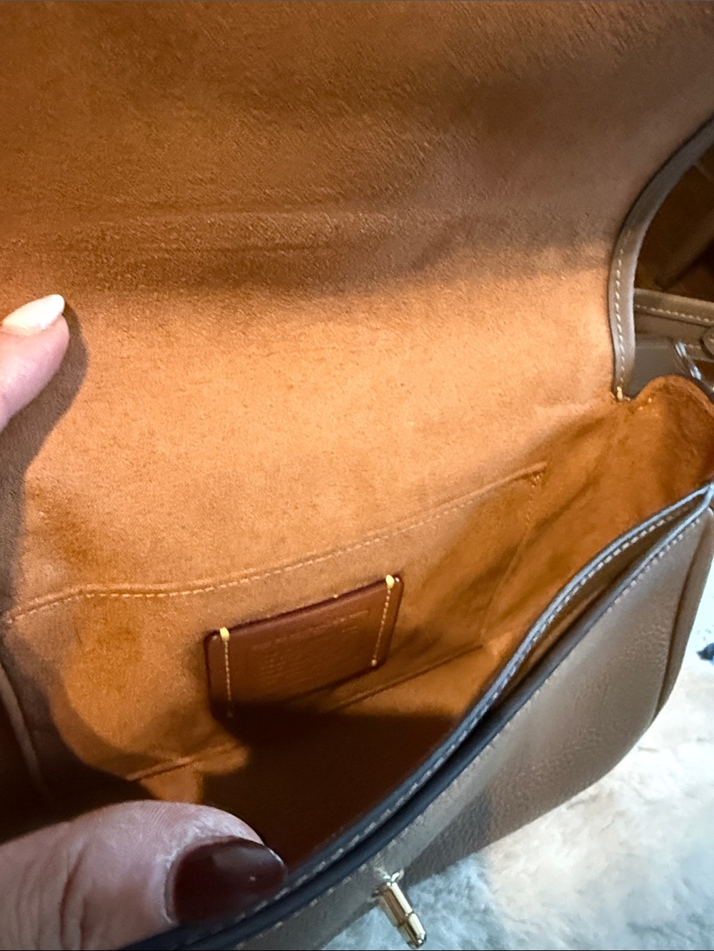 COACH Pebbled Leather Shoulder Bag and Wristlet in Taupe/Black - Picture 4 of 4